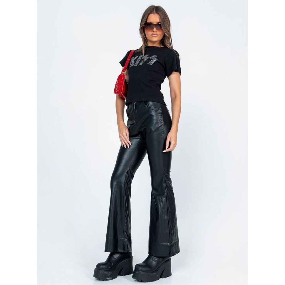 Princess Polly Faux Leather Jordan Black Pants